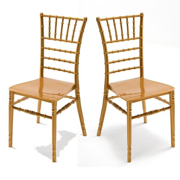 Tiffany Set of 2 Stackable Side chair w/cushion-Gold, Rainbow Outdoor, Mfr#: RBO-TIFFANY-GLD-SC-SET2